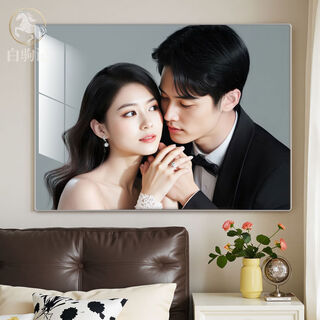 Yusenyi photo frame for hanging on the wall, custom washed photos made into crystal wedding photos for hanging on the wall, photo printing and photo album production, raffia silver edging-crystal porcelain surface, 18-inch wall hanging 30*45m