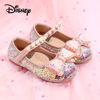 Disney children's princess shoes spring and autumn style girls princess crystal shoes fashionable and versatile soft soled shoes 317 pink size 29 shoe inner length 17.9cm