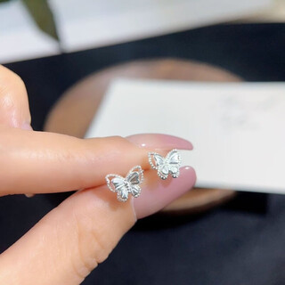 Kzd9999 sterling silver earrings, irregular butterfly full silver earrings, anti-allergic ear piercing screws, niche in style, a pair of threaded #new#butterfly earrings