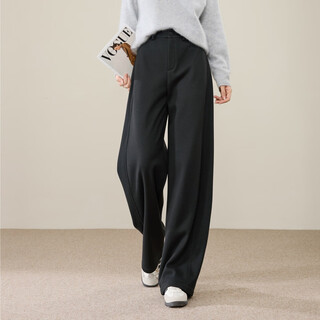 Ese-y soft and glutinous banana pants 2025 autumn and winter women's velvet warm black loose slimming wide leg pants scimitar pants black 27