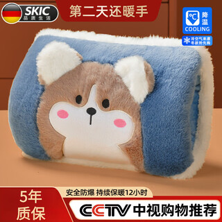 Skingcond german quality hot water bag rechargeable explosion-proof hot water bag electric hand warmer 2025 new water-filled winter warm baby removable and washable double hand/powder cat safe explosion-proof + thickened rabbit velvet