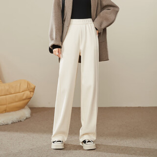 Ese-y plus velvet narrow straight pants for women winter new style drapey wide-leg casual austrian velvet glutinous rice pants off-white 32