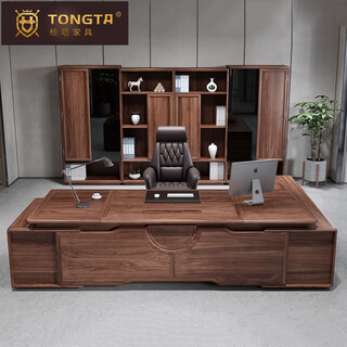 Tongta brand light luxury solid wood boss desk office desk simple modern new chinese style executive desk ebony wood furniture president table 2.2 meters ebony wood boss table
