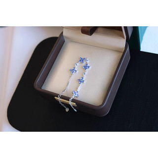 Dl 1998 fat donglai quality tanzanite bracelet, silver four-leaf clover bracelet, natural blue gemstone bracelet for women, light luxury, silver tanzanite four-leaf clover bracelet
