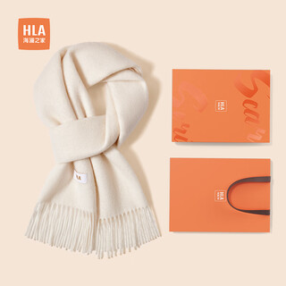 Heilan house wool scarf women's autumn and winter scarf versatile warm solid color korean fashion gift box for mom, elders, girlfriend, edelweiss white