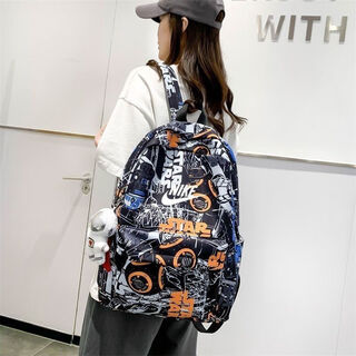 Nba vibe-nike students' new graffiti schoolbags for boys and girls, primary school students, 3, 4, 5 and 6 students, junior high school boys and girls 610 black without pendants