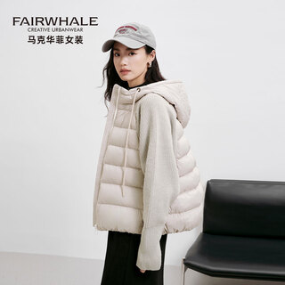 Mark huafei hooded short down jacket for women 2025 new style windproof and warm knitted sleeves fashion warm jacket