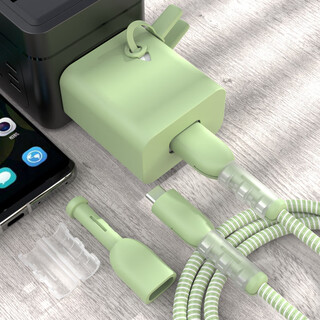 Leoezya data cable protection new huawei 66w charger protective case suitable for mate60/nova8pro honor 5 classic black - two ends + 2 meters winding + charging head cover 66w combination