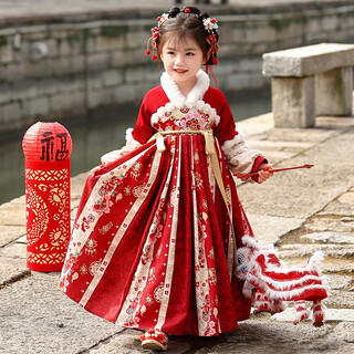 Pamino hanfu girls winter chinese style tang suit girls new year skirt winter clothes children new year clothes skirt 120