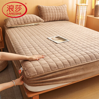 Langsha 2025 new type a baby velvet quilted sheet single product single piece mattress protector bed protector khaki single sheet 180cm*200cm