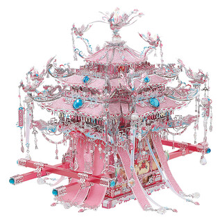 Meng junchen pink and white silver phoenix crown diy handmade materials national style assembly model 3d three-dimensional metal puzzle wedding gift silver sedan + tools + dust cover + free string lights