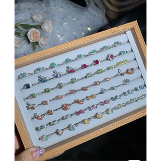 Dl 1998 tanzanite ring s925 silver inlaid with natural crystal tourmaline blue moonlight gold sun and other exquisite live broadcast room purchase