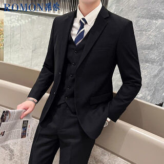Romon suit men's business slim suit men's professional formal wear groom wedding dress jacket black 2xl