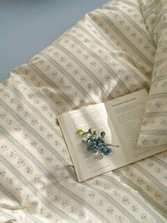 Midelei cream wind soft 100 cotton quilt cover single cotton dormitory double quilt cover three or four piece set 1502002 jasmine language - baby blue 09m bed three piece sheet set suitable for quilt core 150*200cm