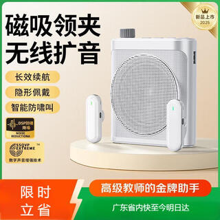 Weishi sf express + state subsidy wireless lavalier wheat bee amplifier teacher's special teaching lecture lavalier magnetic microphone tour guide explanation megaphone white magnetic dual microphone wireless amplifier