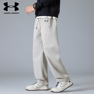 Under armor spring and autumn men's casual sports pants 2025 loose and versatile american fashion brand drapey sweatpants wide leg long pants khaki xl
