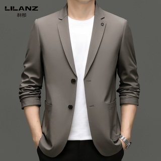 Lilan men's casual suit spring and autumn new business middle-aged thin single suit jacket men's high-end suit top khaki 2xl 185 size