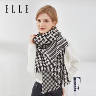Elle gift box 100% pure wool houndstooth fashion scarf women's shawl warm autumn and winter large size gift
