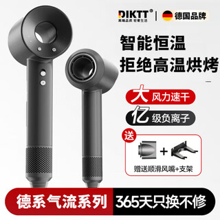 Diktt german bladeless high-speed hair dryer for home use, silent, high-power, non-harmful, constant temperature hair dryer, quick-drying baby barber shop, huaqiangbei hair salon hair dryer, space gray, five air nozzles, 3 billion negative ions, 520 valentine's day gift