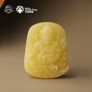 The potala palace's unique beeswax yellow carving pendant, braided rope, necklace, necklace, pendant for men and women, birth year gift for boyfriend
