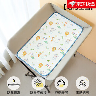 Doll elf diaper table anti-pee mat baby waterproof washable pure cotton breathable four seasons newborn baby care table sheets anti-leakage a-class quality__pure cotton skin friendly animal kingdom (it is recommended to buy 2 pieces for replacement 90x60cm