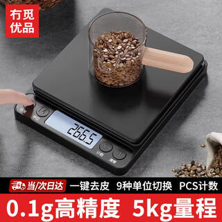 Youmiyoupin electronic scale, kitchen scale, household baking scale, small high-precision weighing food scale, stainless steel gram weighing battery model