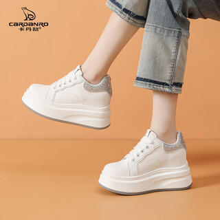 Kadanlu small thick-soled white shoes for women 2025 new autumn platform shoes fashionable and versatile heightening super hot sports sneakers silver 38