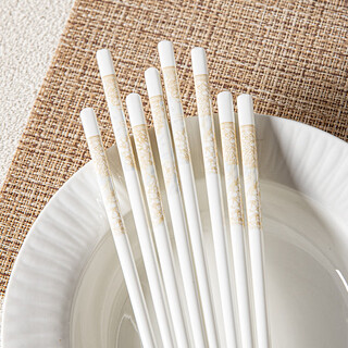 Mengke ceramic chopsticks, high-end household anti-mildew, anti-slip, high temperature resistance, 10 pairs (golden flowers)