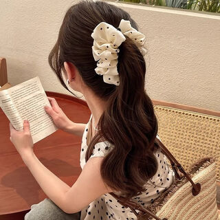 Bai shilin korean style 2025 new polka dot bubble banana clip vertical clip half-tied sweet hair clip back of the head hair clip white polka dot banana clip