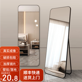 Mirror full-length mirror home floor-standing fitting mirror wall-mounted bedroom wall-mounted dressing mirror internet celebrity ins three-dimensional floor-standing mirror 40*150 starry sky black-wall-mounted floor-standing dual-use