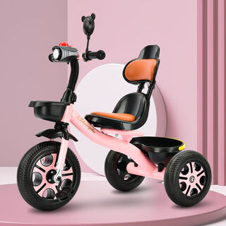 Children's tricycle bicycle with push handle baby stroller child bicycle bicycle 1-3-6 years old stroller sakura pink hand push luxury model + safety belt