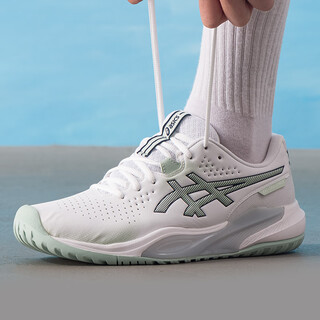 Asics tennis shoes men's gel-challenger 15 cushioning comfortable breathable low-top sports shoes white green 42.5