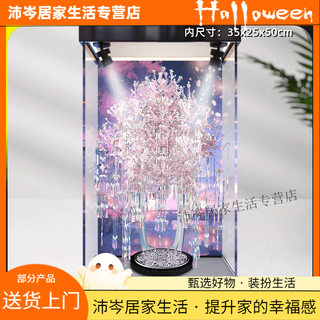 Midelei fendai twenty-two phoenix crown dust cover hd display box transparent suitable for cool pink crown pink 35x25x exhibition hall level black matte + painting + spotlight