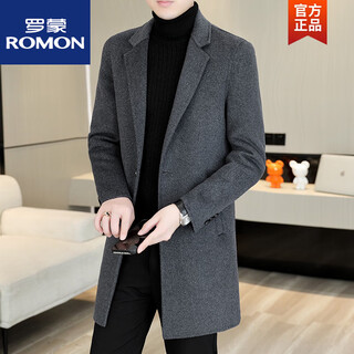 Romon high-end double-sided woolen coat men's medium-length down gallbladder wool suit jacket casual woolen windbreaker 15x05 dark gray double-sided woolen coat m suitable for 95115jin jin equals 0.5 kg