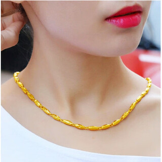 Quan yin lao phoenix 999 lao phoenix yuesha gold necklace women's non-fading anti-allergy wedding clavicle chain women's jewelry gift transfer bead necklace with gift box