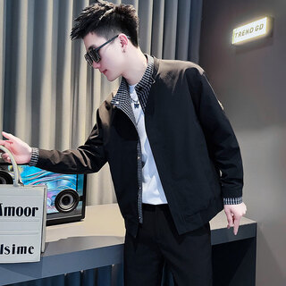 Jason's fake two-piece jacket men's autumn and winter cotton-padded handsome trendy top 2025 new high-end men's stand-up collar jacket jk215 black (regular style) xl (130-145jin jin equals 0.5 kg)