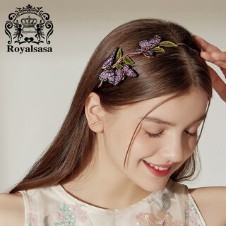 Royal sasa royal sasa hair accessories light luxury retro hand embroidered butterfly hair hoop heavy industry hairpin wavy thin headband light luxury women