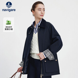 Navigare italian dinghy 25 new style mid-length windbreaker women's barn style lapel work jacket 2331545505