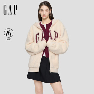 Gap men's and women's 2025 autumn new contrast color logo loose hug velvet hoodie sweater top 786514 beige s (165/88a) asian size