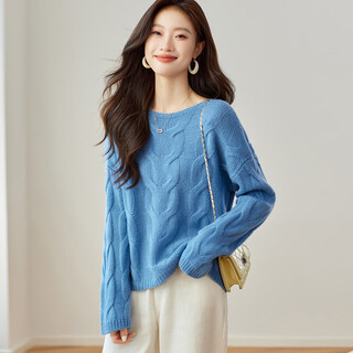 Shexi (srcr) short lazy twist 100% cardigan sweater women's autumn and winter high-end cable loose knitted bottoming sweater