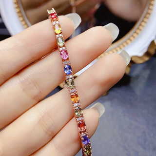 Junliang 2025 natural color sapphire bracelet fire color explosive s925 silver color gemstone bracelet color gemstone