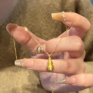 Jun lianglao phoenix 999 gold ancient method new chinese style 18k gold fine glitter gold wire gourd necklace transfer clavicle chain jewelry