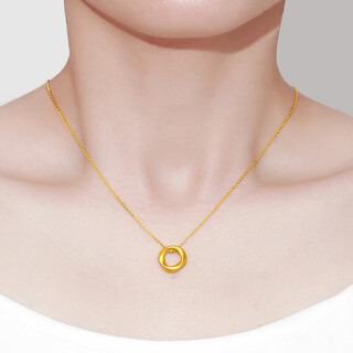 Chow tai fook pure gold 999 möbius ring pendant pure gold collarbone necklace valentine's day birthday gift pure gold with 18k titanium chain