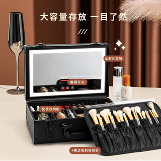 Vipero cosmetic bag with mirror and light and makeup artist makeup box mirror with light 2025 new hand large led large capacity mirror makeup box