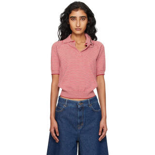 Max mara light luxury women's red & off-white junior polo shirt red 20 | xl