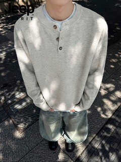 Jeep spirit jeep henry collar american sweater retro centaur top pullover premium knitted sweater jacket men's gray m white gray m (recommended 105-120 jin jin equals 0.5 kg) one size fits all