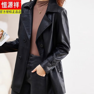 Hengyuanxiang black leather jacket women's mid-length 2025 spring and autumn new korean style temperament waist casual jacket leather windbreaker trend black 2xl recommended 145jin jin equals 0.5kg -160jin jin equals 0.5kg