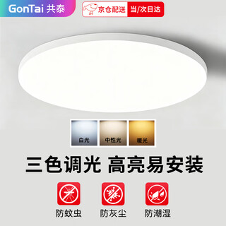 Gongtai led three-proof ceiling light, three-tone dimming 48w waterproof and anti-mosquito bathroom balcony corridor bedroom light