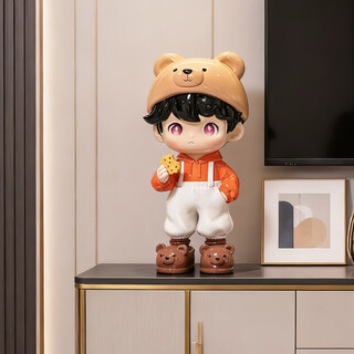 Trendy cartoon bear doll ornament piggy bank living room home light luxury simple tv cabinet floor standing creative decoration height 30cm biscuit boy orange