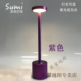 【轻奢高端】创意铝合金KTV酒吧充电台灯led咖啡厅餐复古怀旧装饰触摸调光桌灯 紫色 触摸开关